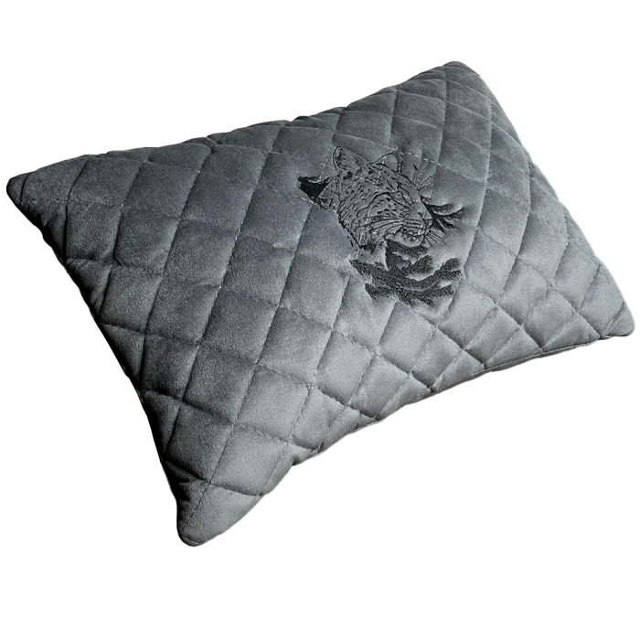 Подушки из алькантары Подушка из алькантары с вышивкой Cat (Серая)